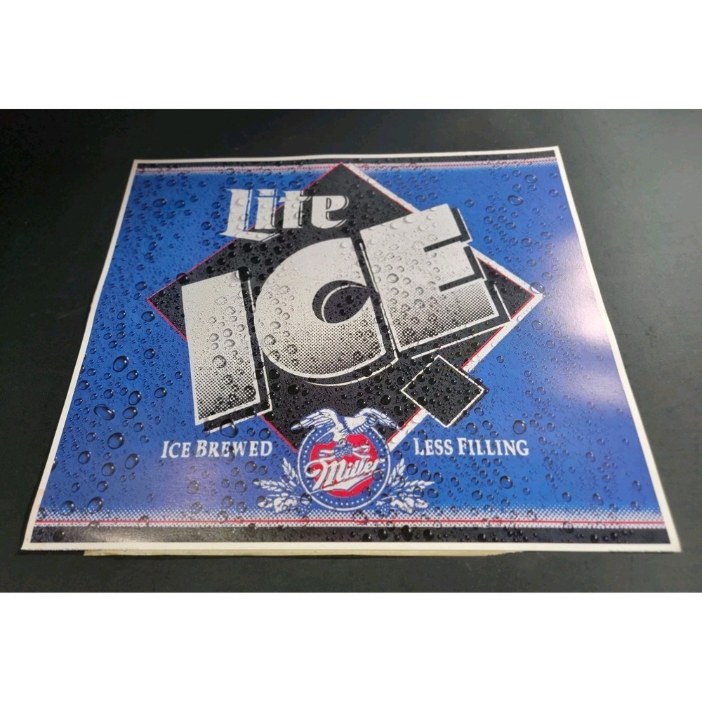 Miller Lite Ice Beer- Ice Brewed - Less Filling Poster Tacker Sign 24"x22" Bar